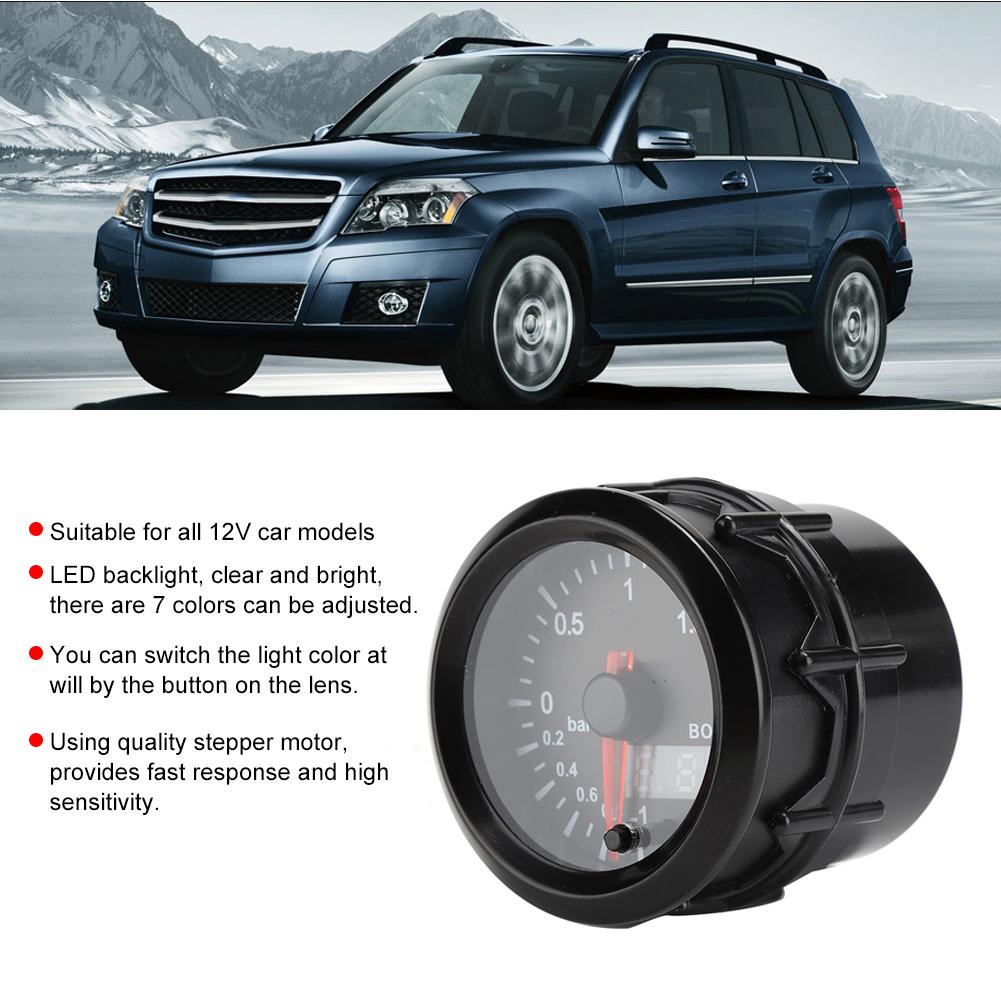 2in Car Turbo Pressure Boost Gauge Meter 2Bar 12V Colorful Display Universal Modified Parts