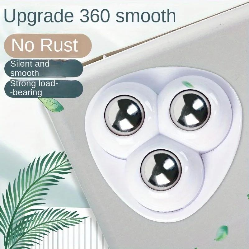 4PCSAdhesive three-bead universal wheel ball-free pulley load-bearing wear-resistant householdhardware universal castors movable