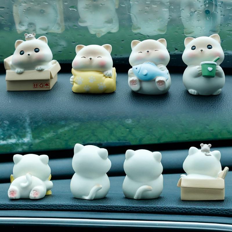 Car Accessories - Car Mini Cat Ornament Universal Dashboard Center Console Cartoon Cat DIY Decorative Pendant Auto Home Decoration Accessories
