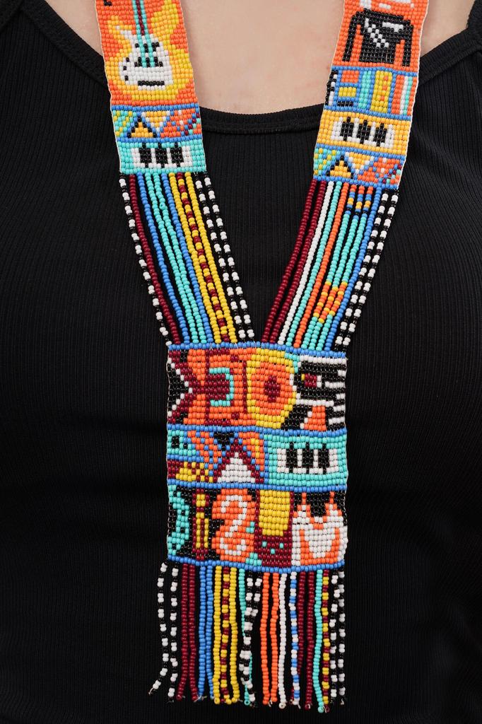 Handmade Boho Seed Bead Necklace: Rose