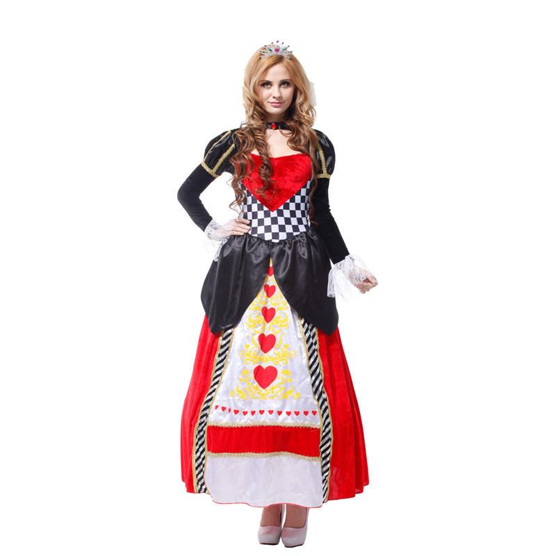 Red Queen of Hearts Costumes for Women Alice In Wonderland Costume Sexy Royal Cosplay Clothing Women Halloween Fancy Dress