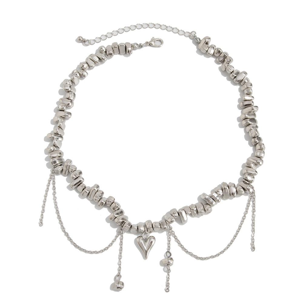 Boho Bead Necklace Geometric Clavicle Chain Vintage Love Heart Choker  Ladies