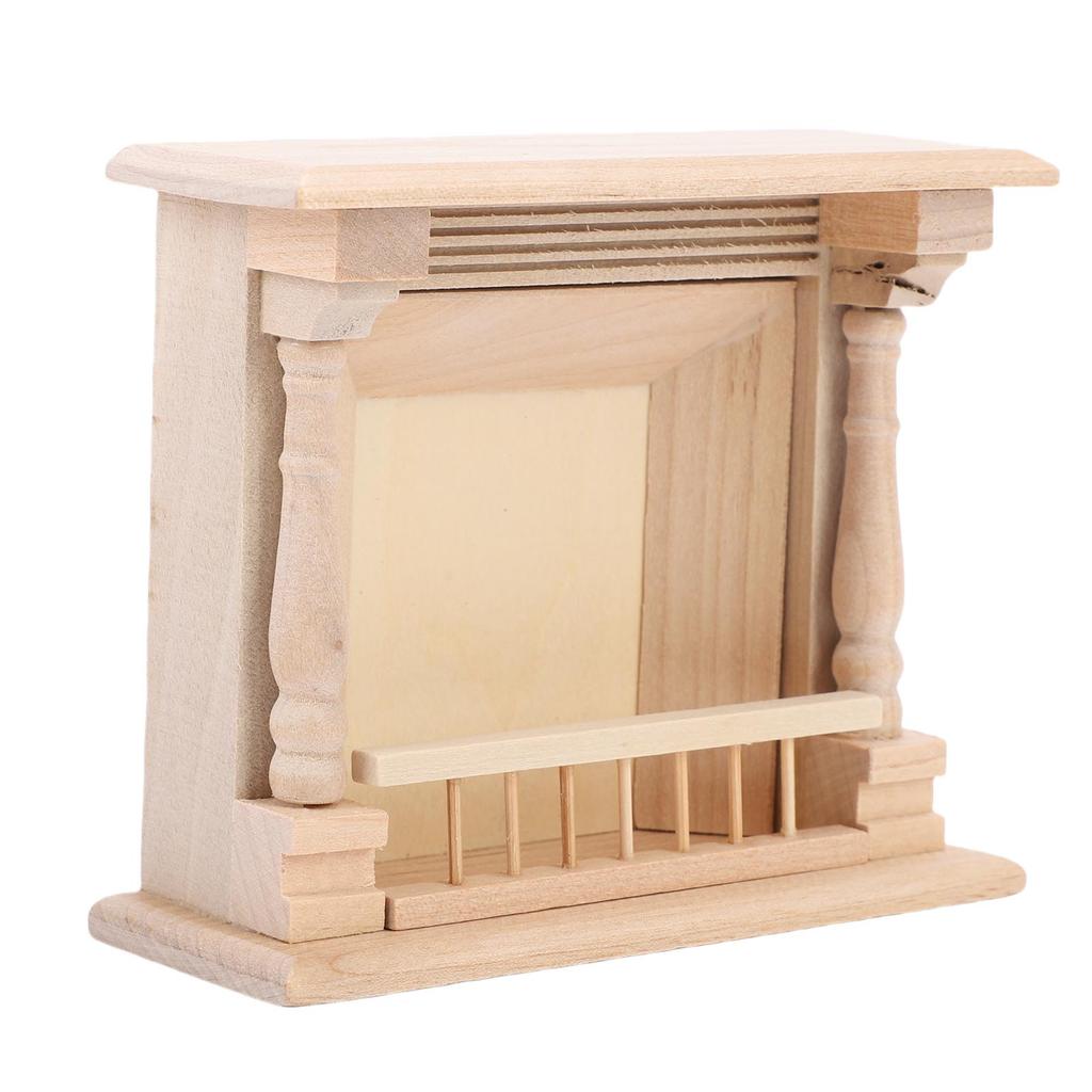 1:12 Dollhouse Fireplace Unpainted Birch Wood Miniature Furniture Decoration Accessories