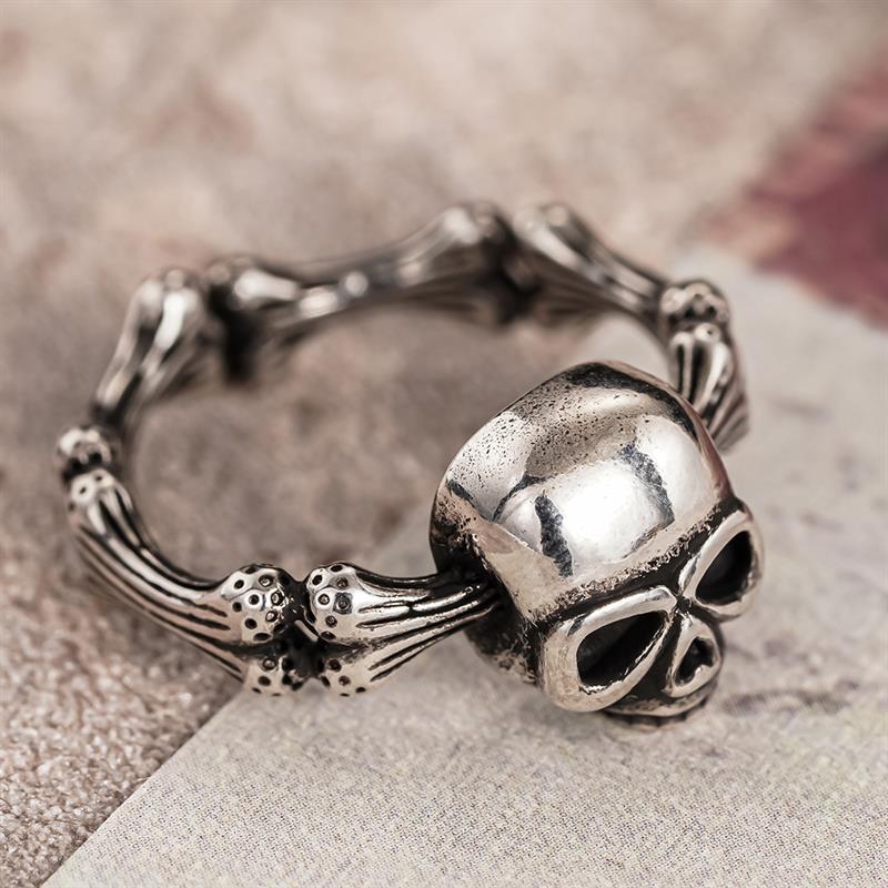 Skeletons Ring for Women Silver Color Spooky Halloween Lady Metal Jewelry Party Statement Gothic Accessories for Festival
