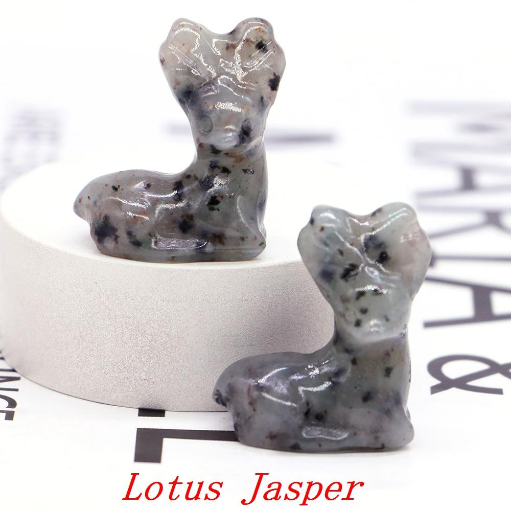 Deer Statue Natural Stone Carved Crystal Reiki Healing Animal Figurines Gemstone Crafts Home Gem Decoration Gifts  1.2"