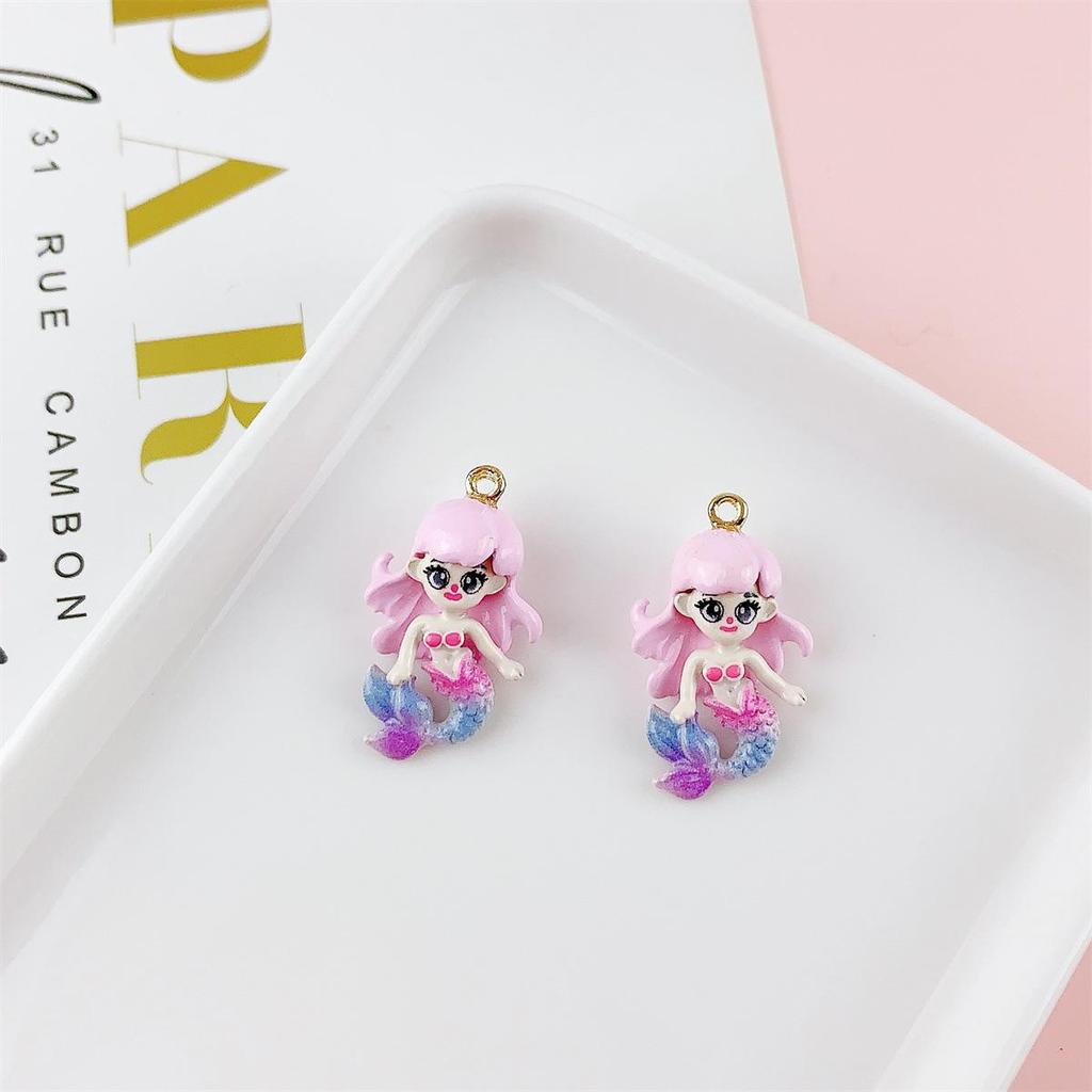 Colorful 3D Mermaid Princess Pendant for DIY Jewelry