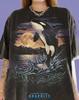 Orca Killer Whale Jumping Whale Ocean Life Moonlit Night Comfort Colors® Tshirt, Vintage Bootleg Style Sea Animal Lover Nautical Splash Tees
