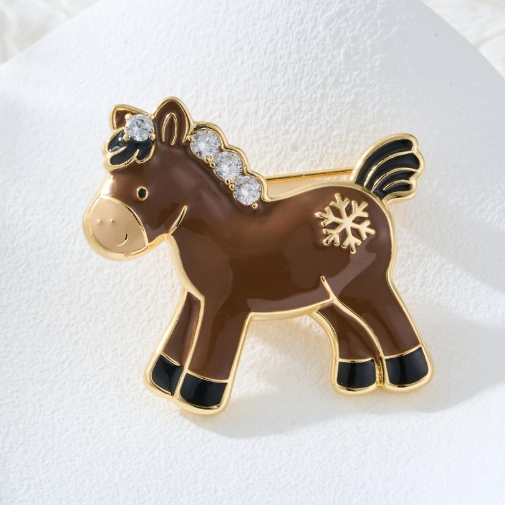 Snowflake Zinc Zinc Alloy Horse Brooch Drip Oil Brooch Animal Lapel Pins  Jewelry Accessories