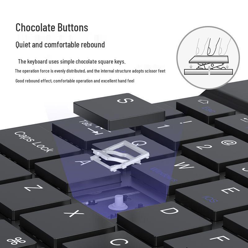 Ultra-thin Silent Multi-device Wireless Bluetooth Keyboard for iPad, Laptop, and Phone - Dual System Compatible.