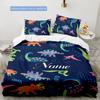 Dinosaurpattern Customize Your Name Duvet Cover Soft Bedding Set For Bedroom Guest Room And Dorm Decoration Threepiece Set Includes 1 Duvet Cover 2