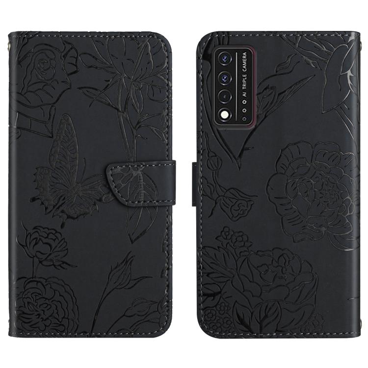

Чехол для телефона T-Mobile Revvl V+ 5G Skin Feel Butterfly Peony из тисненой кожи чёрный