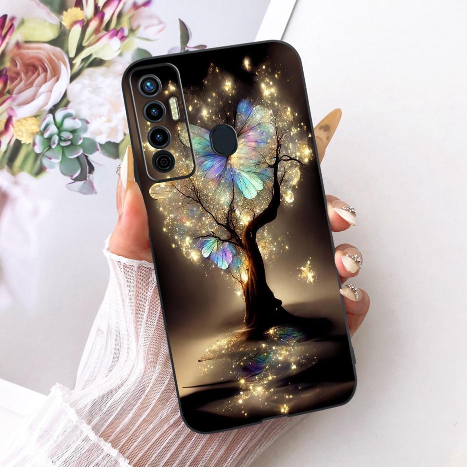 For Tecno Camon 17 Pro Case CG8 CG8h Luxury Butterfly Tree Painted Cover Soft Silicone Case For Tecno Camon 17P Camon17 Pro Bags