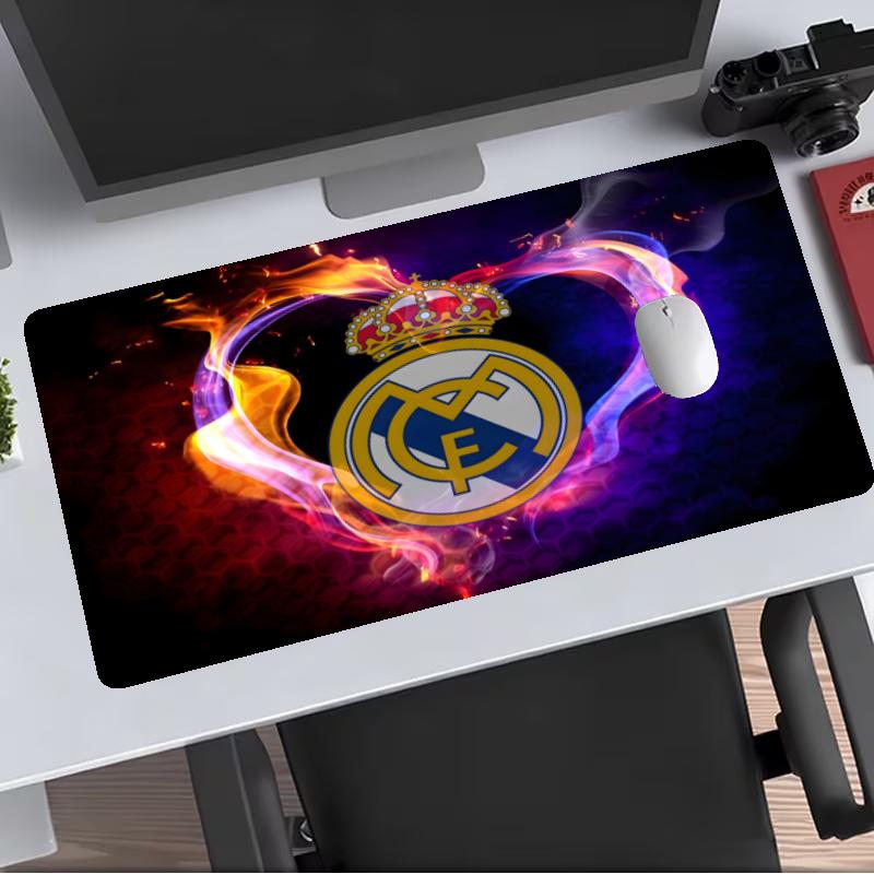 Real Madrid CF Extended Gaming Mouse Pad with Stitched Edges NonSlip Rubber Base Waterproof Desk Mat for Computer Laptop Office Gaming