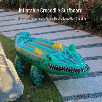 New PVC Inflatable Crocodile Surfboard Water Raft - Outdoor Rideable Swimming Gear