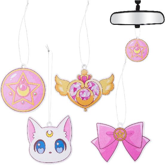 L1rabe Car Air Freshener Anime Moon Cat Artemis Incense Chips, 4 Styles and Scents of Anime Moon Cat Artemis Car Rearview Mirror Pendant Cute