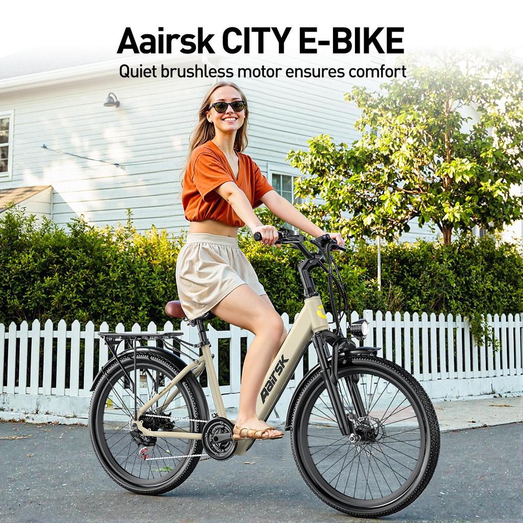 Aairsk 24" E-Bike für Erwachsene, 250W Motor 36V 13Ah 7-Gang 25km/h Tiefeinstieg Elektrofahrrad NFC