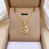 Stainless Steel Chain Necklace Creative Zircon Flower Love Heart Pendant Necklace for Women Girls Sweet Jewelry Gifts for Lover