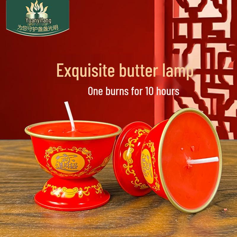 Festive Red Smokeless Candles for New Year, Buddha Offerings & God of Wealth Home Decor.
