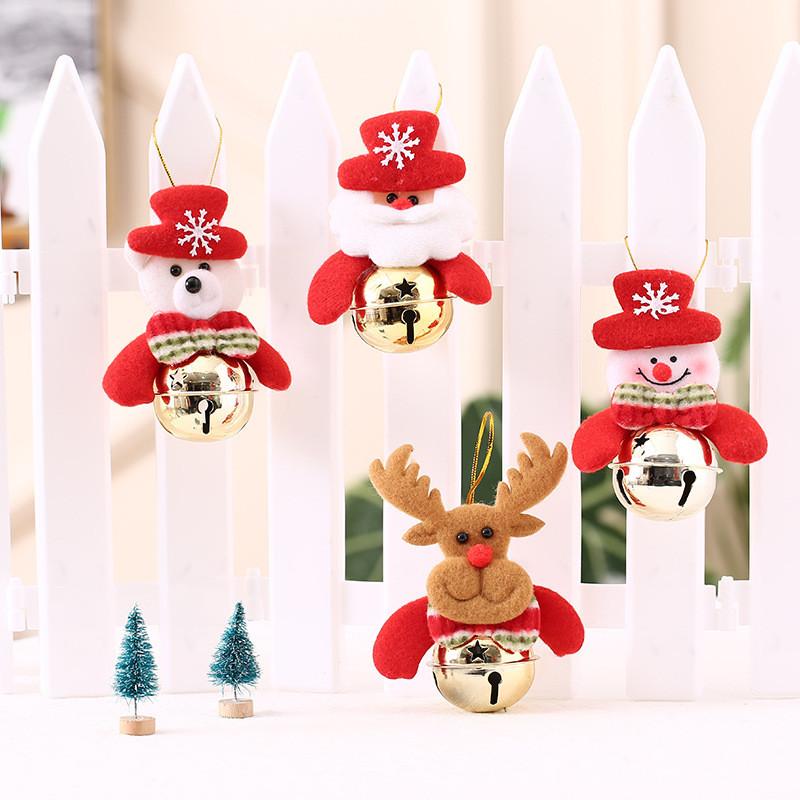 Pendant Christmas Tree Decorations Santa Claus Snowman Elk Bear Bell Ornaments