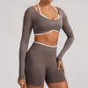 Seamless Yoga Set Long Sleeve Fitness Wear With Moisture Wicking For Women Outdoor Running