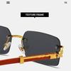 Fashion Vintage Rimless Square Sunglasses Men Women Luxury Brand Frameless Wood Grain Sun Glasses Outdoor Travel UV400 Shades