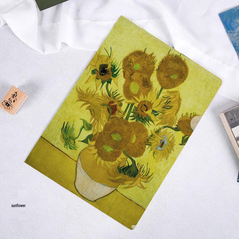 World-Famous Paintings L-Shaped A4 Folder - Monet & Van Gogh Art Design for Students and Office