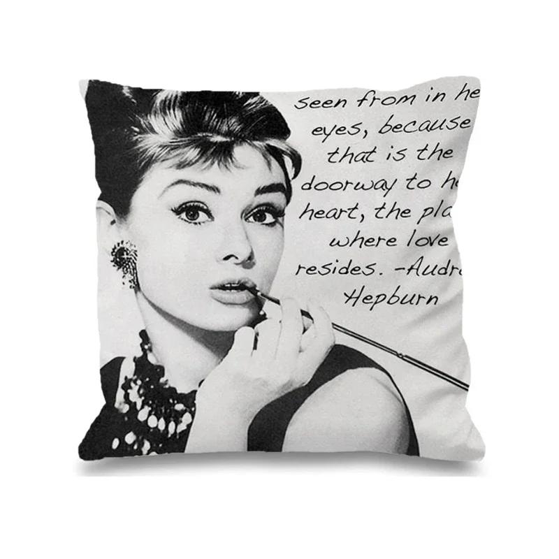 Audrey Hepburn Kissen Stuhlkissen Heim und Dekoration Doppelbettwäsche Kissenbezug Dekor 40x40 Kissenbezüge Dekorative Hülle