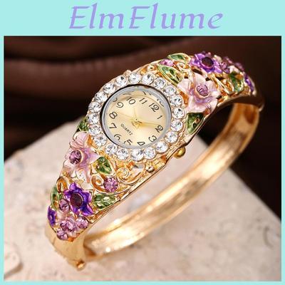 Elegant Koreaanse Stijl Dames Quartz Horloge Met Diamanten Bezel En Legeringsband Voor Mode