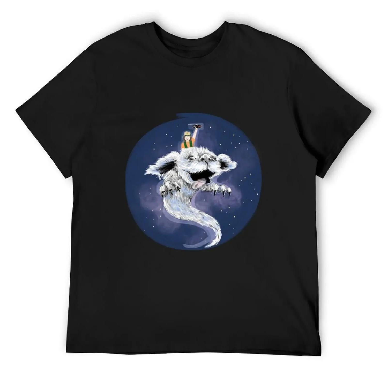 

Dustin & Falcor T-Shirt cheap stuff vintage graphic tee vintage anime shirt plus size tops mens t shirts XXXXXL чорний