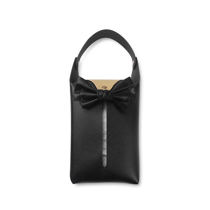Car Seat Back Tissue Storage Box Holder For Women Pu Leather Bowknot Auto Backseat Hanging Paper Tower Organizer Napkin Pocket