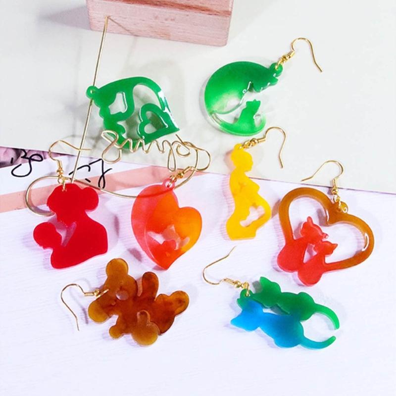 Unique Earring Resin Molds Jewelry Casting Mold Stars Heart Moon Silicone Pendant Mould DIY Craft Keychain Jewelry Charm