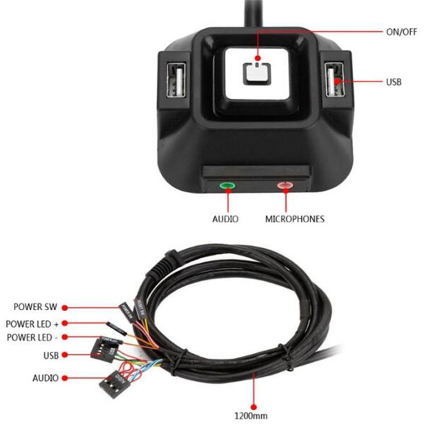 Multifunction Computer PC Desktop External Power Switch on/off Reset Button Switch With Audio Microphone Port For Home Bars Hotel PC