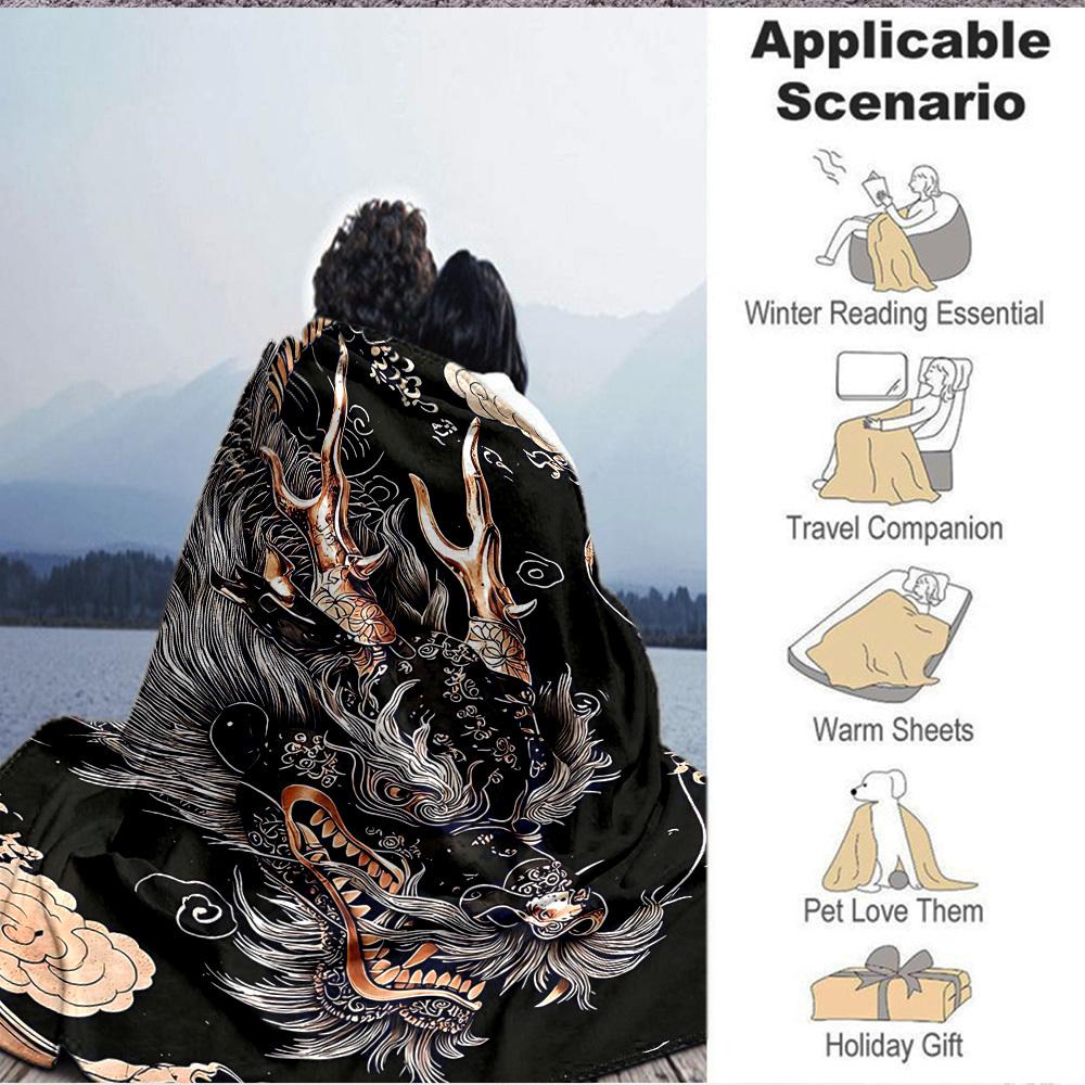 1PC Dragon Head Design Blanket - Soft Warm All-Season Throw for Sofa, Bed, Car, Office, Throw For Sofa Yy250916085