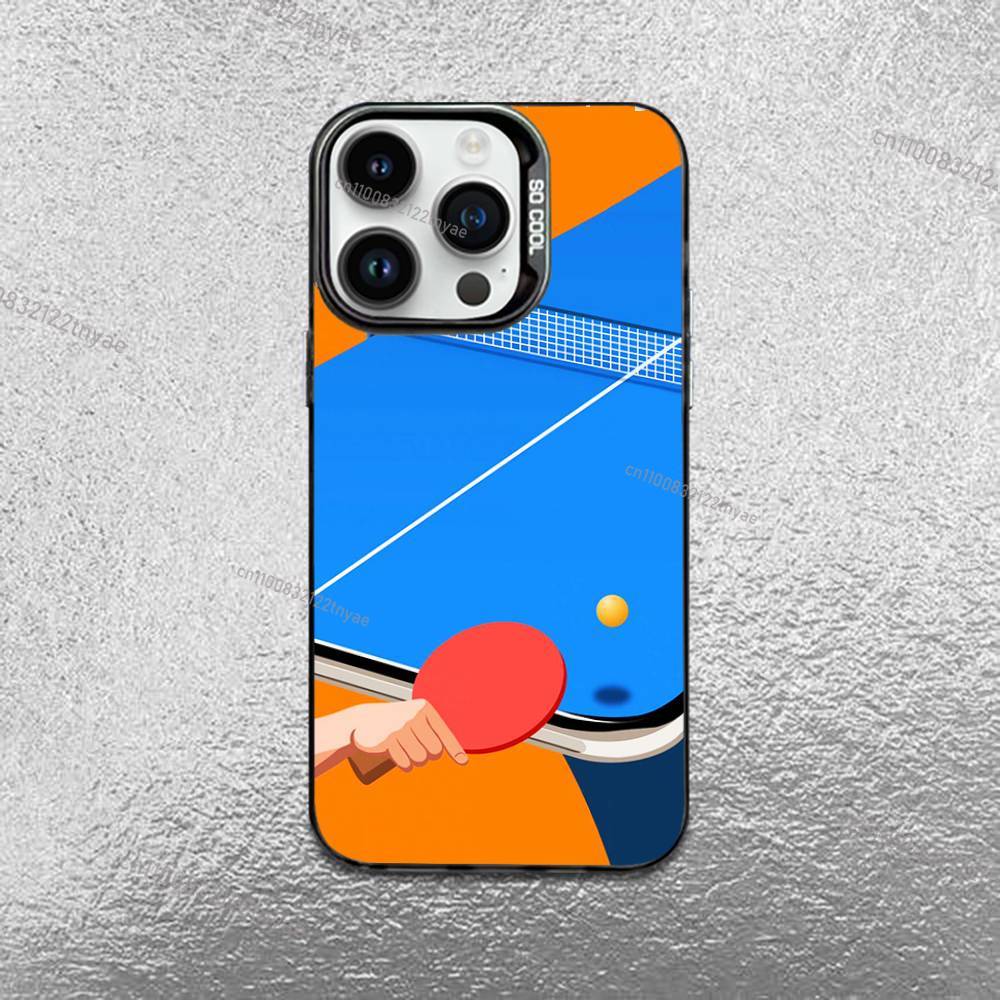 Table Tennis Racket Ping Pong Phone Case For iPhone 17,16,Pro,Max,e,15,14,Plus,13,12,Mini,11, Matte Colored Silver Luxury Cover