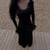 2026 Spring Elegant Slim Fit Women's Long Dress with Sexy Lace Patchwork and European-American Design