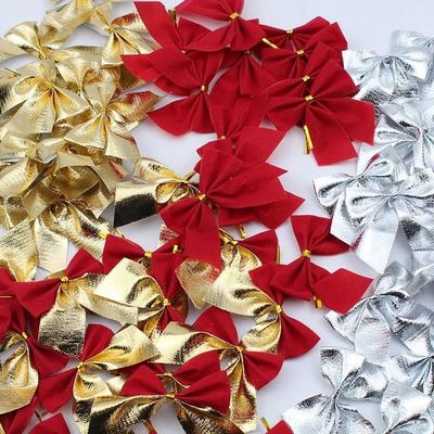 30pcs/set Christmas Party Decoration Red Small Bow Christmasing Tree Pendant Household DIY Holiday New Year Scene Decorations