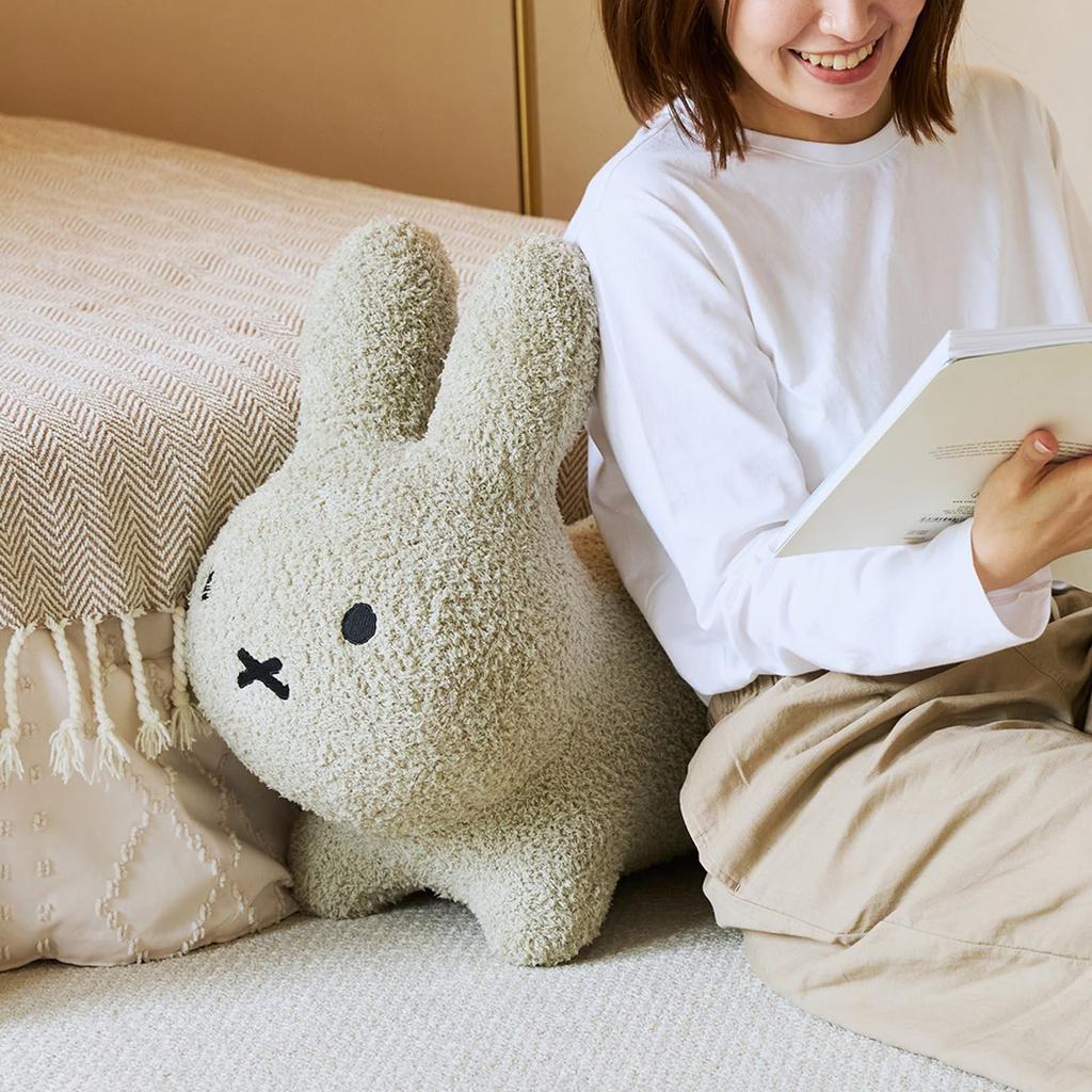 [Official] Ides Bruna Bonbon Fuwamoko Rabbit Gray | Fluffy and Cuddly Plush Toy for Ages 3+, Perfect Birthday Gift, Includes Air Pump