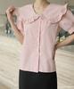 Ppaeppae Big Frill Collar Neck Puff Short Sleeve Blouse
