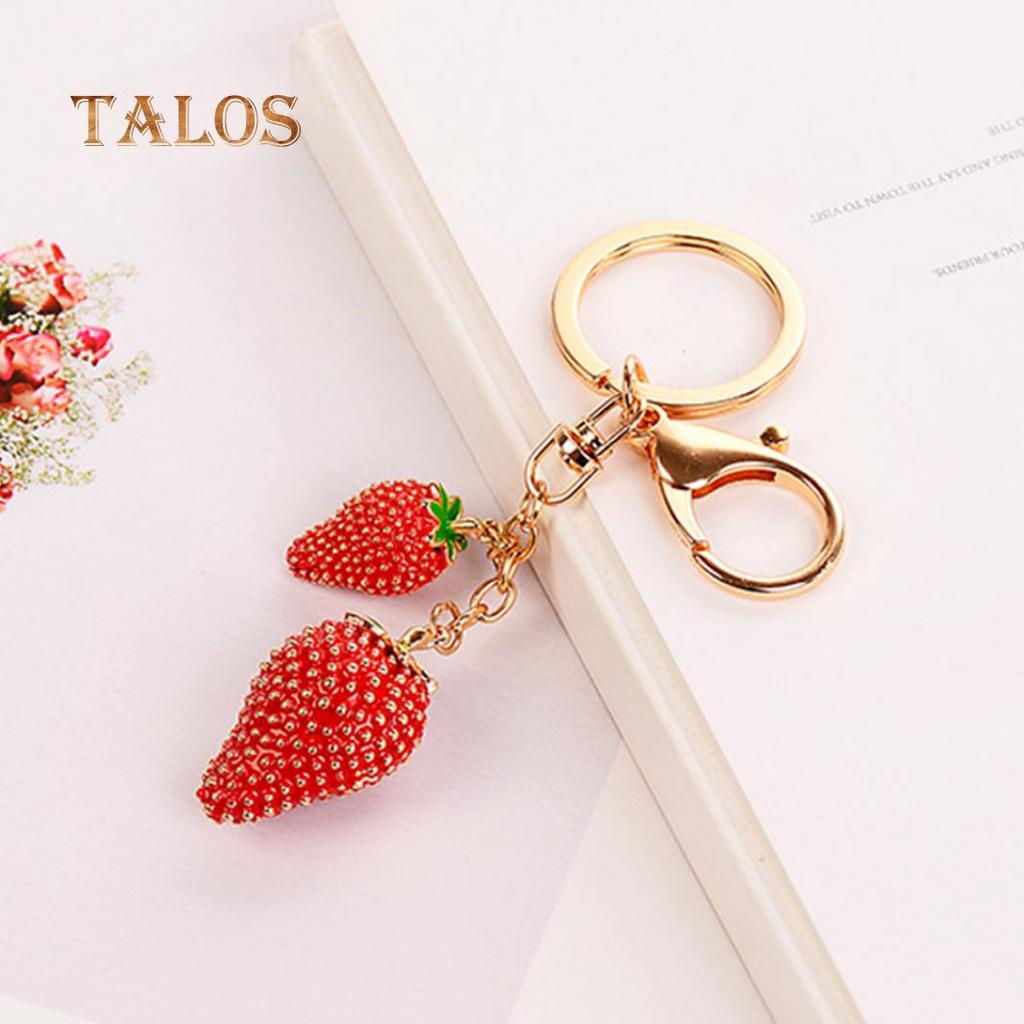 Women Fashion Strawberry Fruit Keychain Key Ring Bag Hanging Ornament Pendant Suspension Trinket