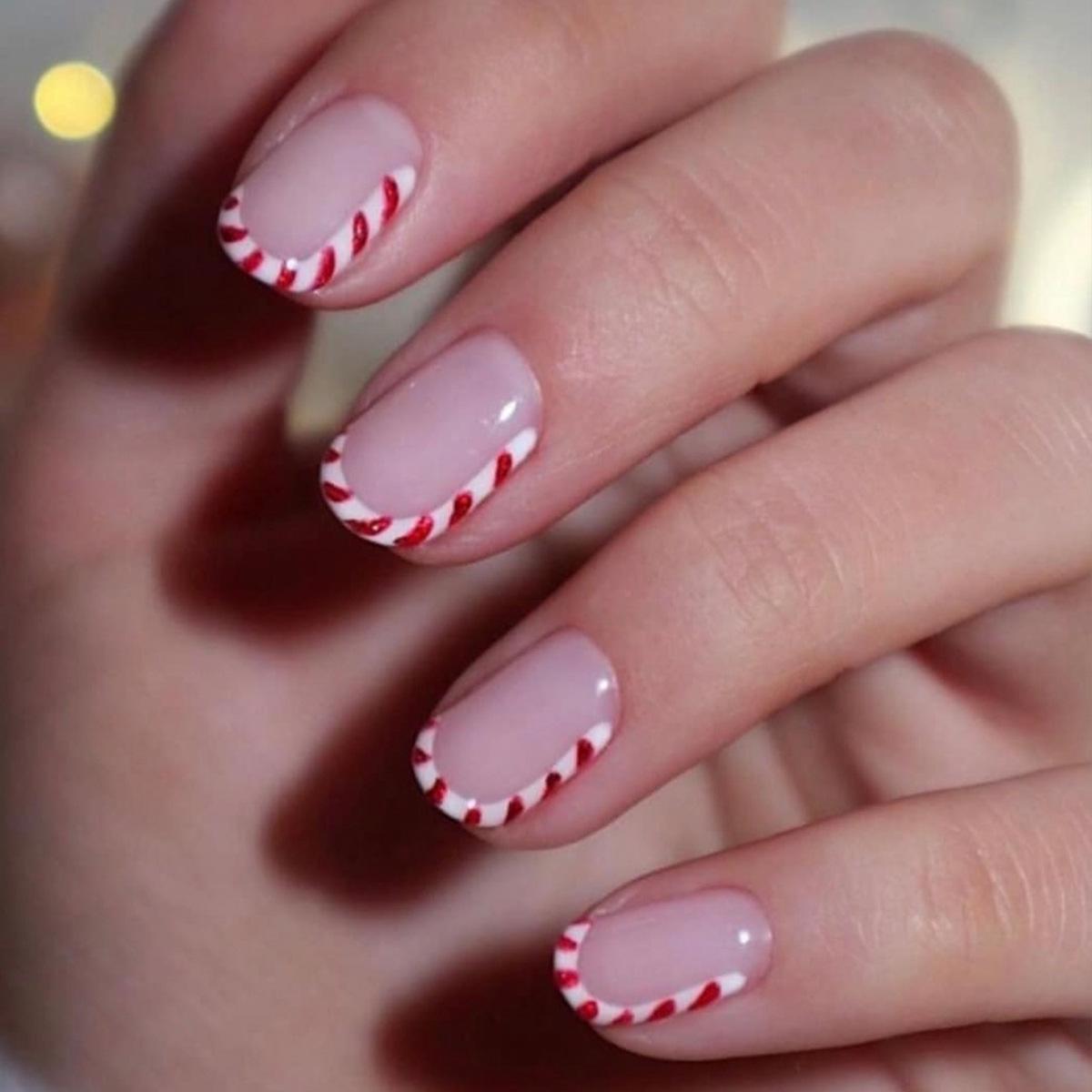 

Trendy Glitter French Press-On Nails – Cute Candy Nail Art Tips