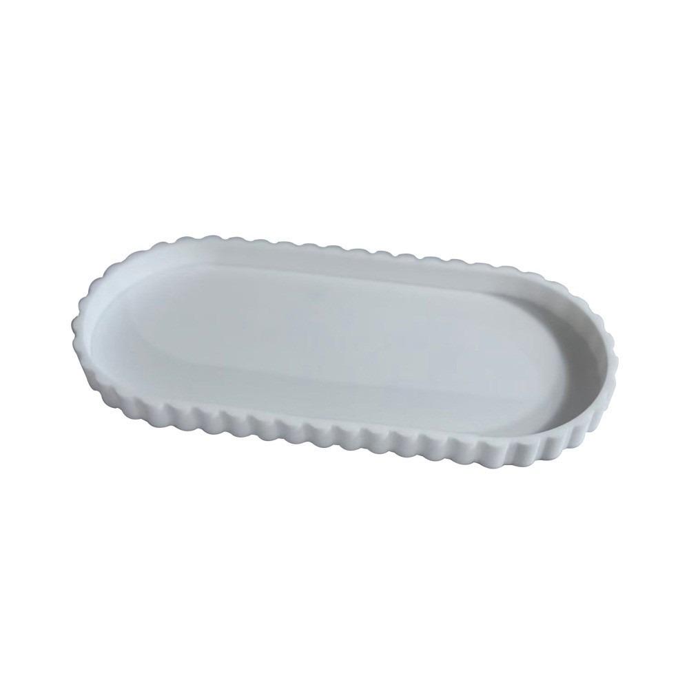 

Oval Kitchen Countertop Organizer Silicone Small Plants Jewelry Tray Bathroom Vanity Storage Tray White B