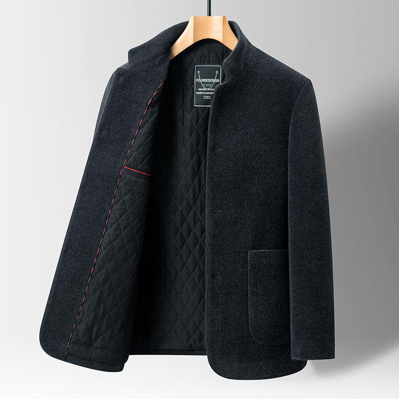 

Men s Woolen Stand Collar Men s Jacket Suit Autumn Winter Wool Blend Coats Male Casual Wool Coat 4XL темно серый