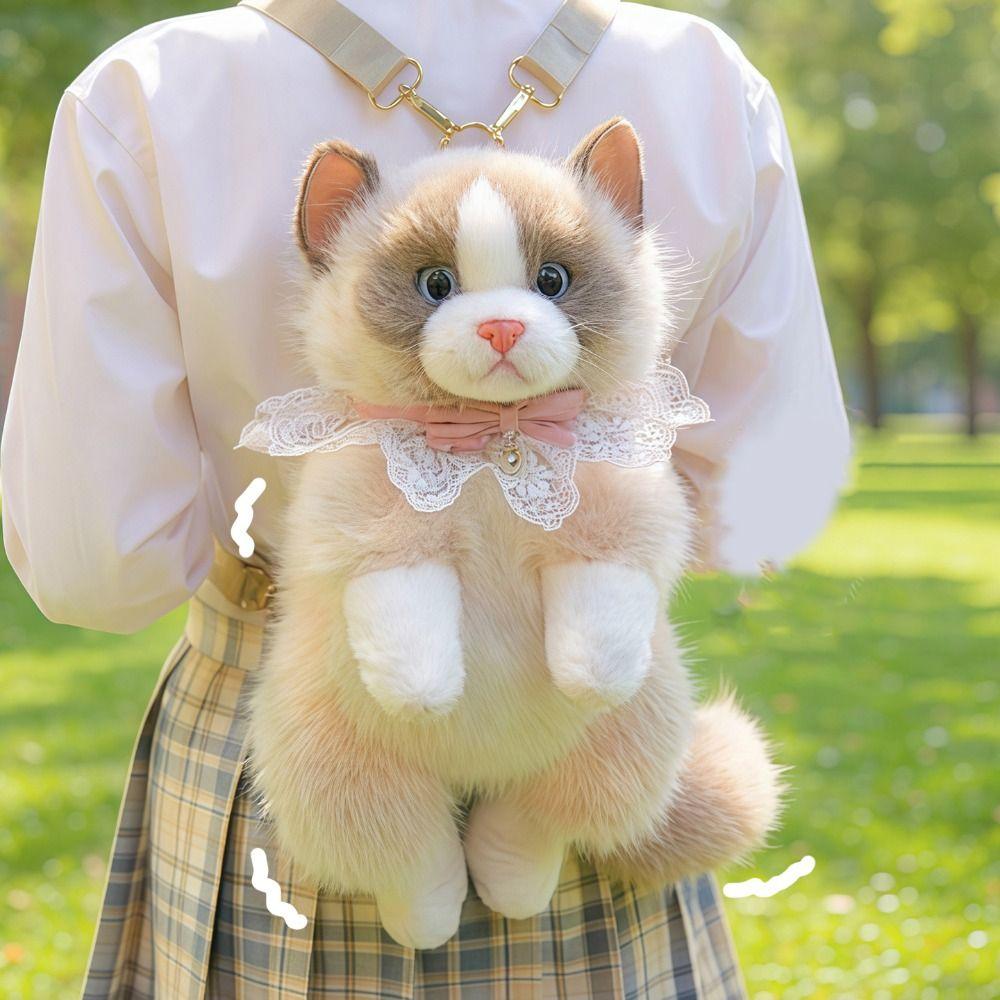Super Realistic Simulated Puppet Cat Backpack Cute Animals Plush Bag  Birthday Gift