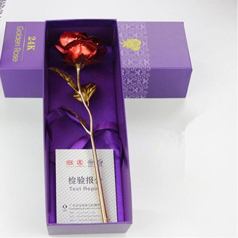 Nova folha de ouro banhada a rosa decoração de casa flor artificial presentes de natal dia dos namorados