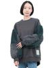 Titicaca Women's Fleece-Lined Pullover with Boa Sleeves, Free Size, Charcoal Gray, OWJBD091