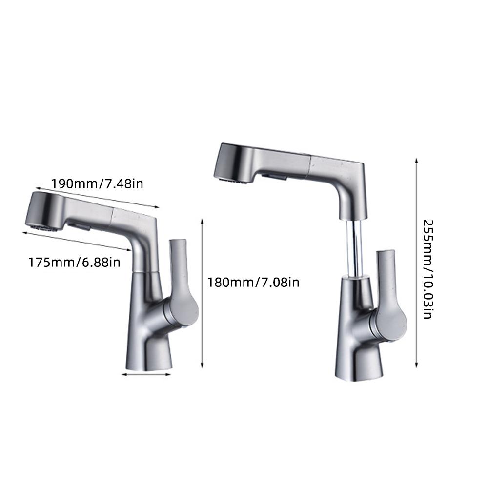 Drehbare und anhebbare Küchenarmaturen mit Pull-Down-Sprüher, höhenverstellbar, 360 Grad schwenkbar