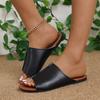 Woman Summer Flat Slippers Casual Round Toe Versatile Shoes for Women Indoor Home Wear Slides Roman Style Solid Soft Sole Slides