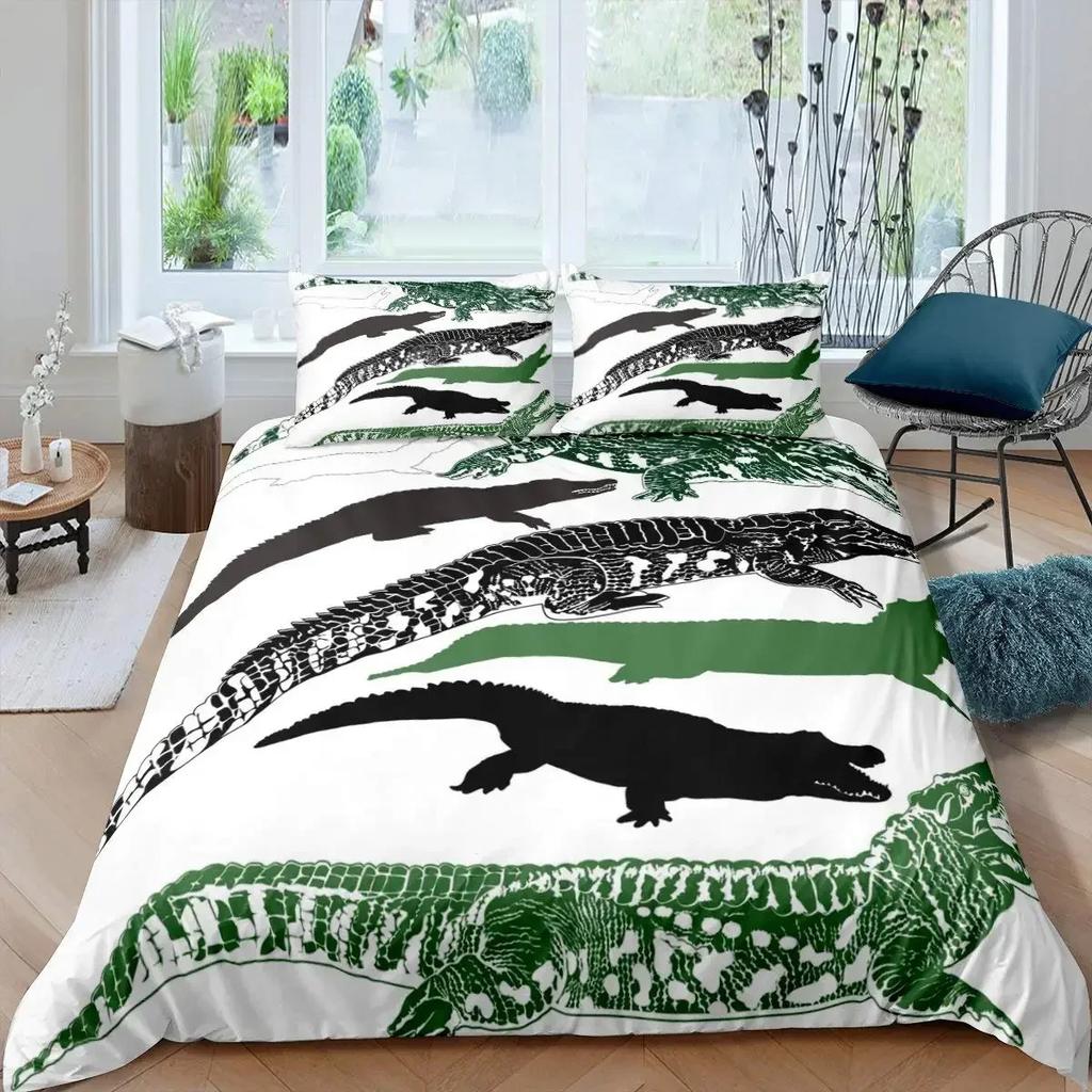 Luxury New 3D Print Crocodile Duvet Cover Set Wild Alligator Pattern Bedding Set Wildlife Style Horror Animal Theme Twin Cover