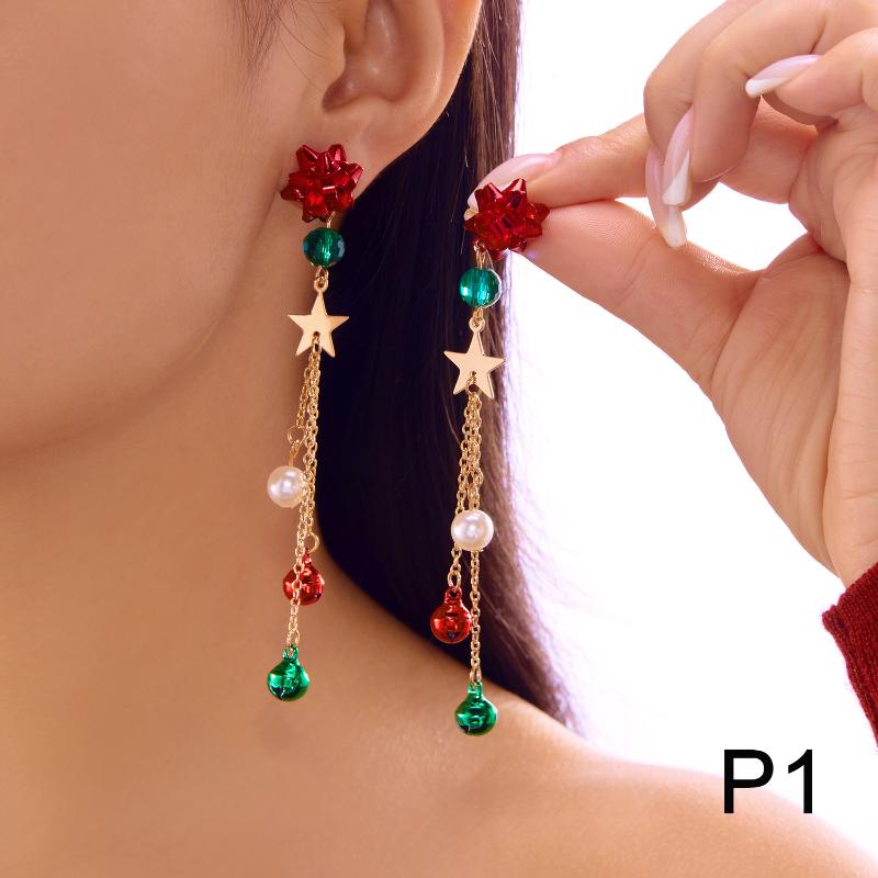 Christmas Tree Snowman Bow Bell Boots Dangle Earrings For Women Cute Snowflake Tassel Earring New Year Party Jewelry Xmas Gifts