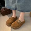 Fashion 2025 New Autumn  Women's Shoes Wrap Up Half Slippers Wear Flat Low-Heeled Retro Slip-On Shoes Outside